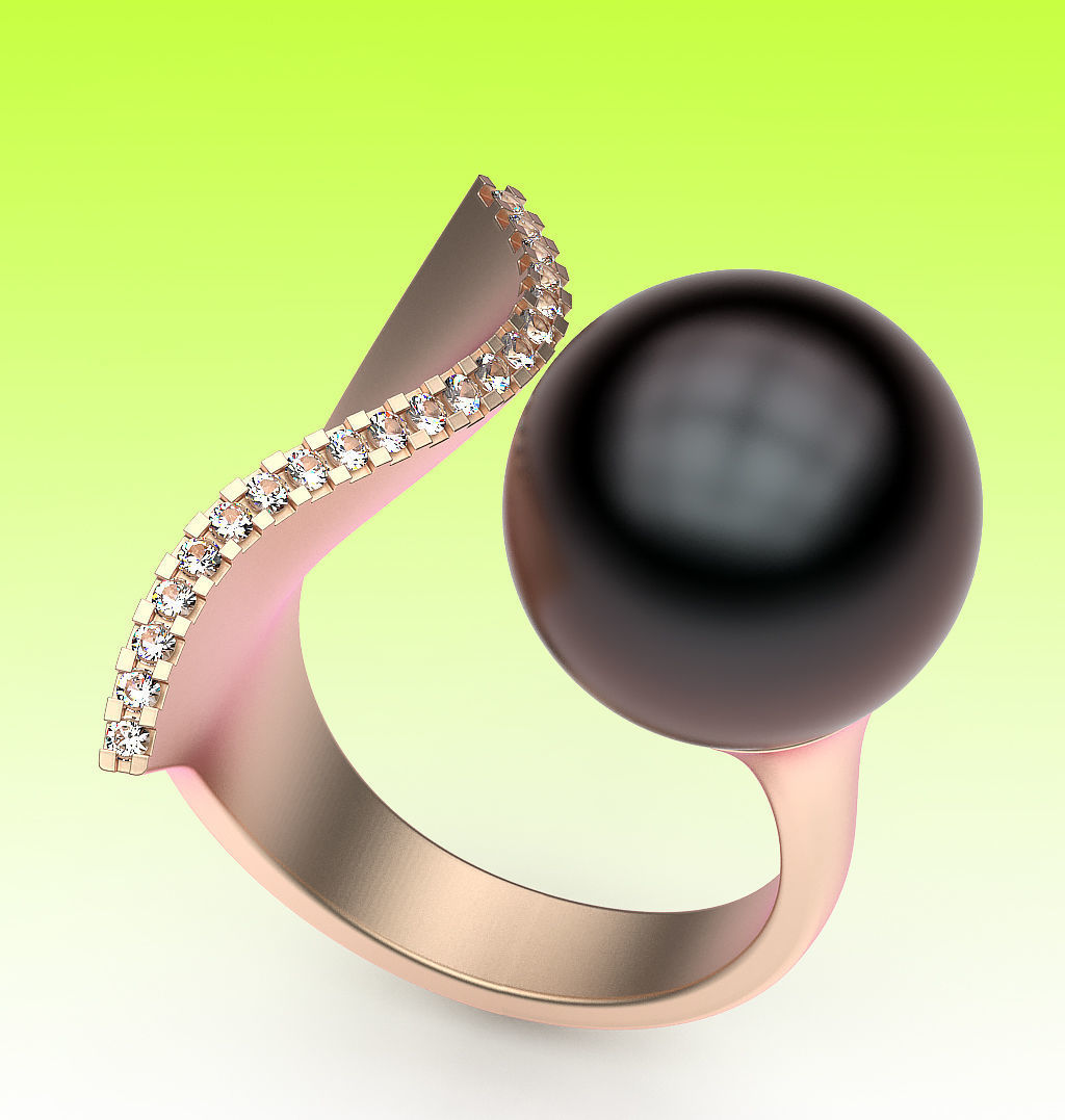 Ring Pearl and Wave 3D print model_6
