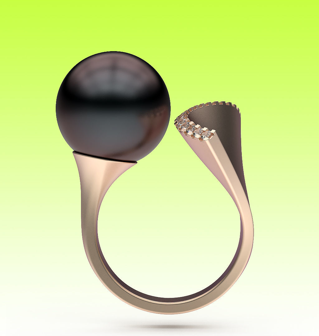 Ring Pearl and Wave 3D print model_4