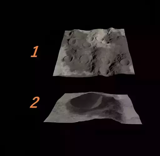 Lunar crater 3D two models 3D Model Collection