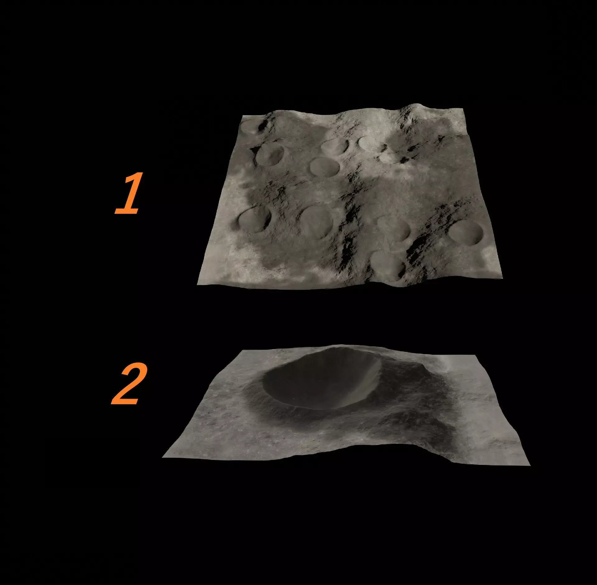 Lunar crater 3D two models 3D Model Collection_0