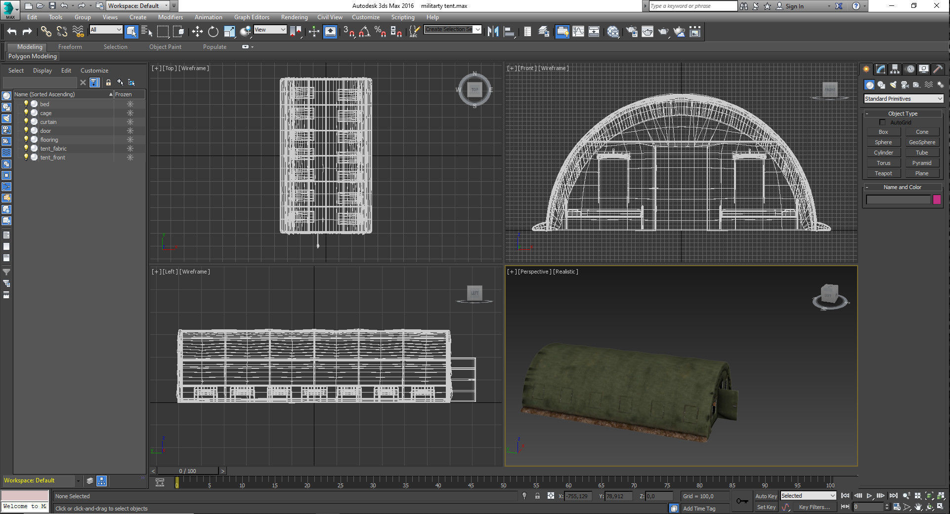 military tent Low-poly 3D model_13