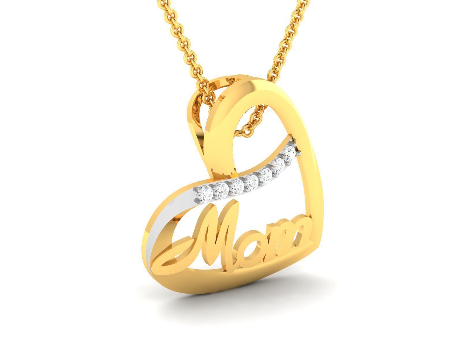 heart with mom pendant-8551 3D print model_2