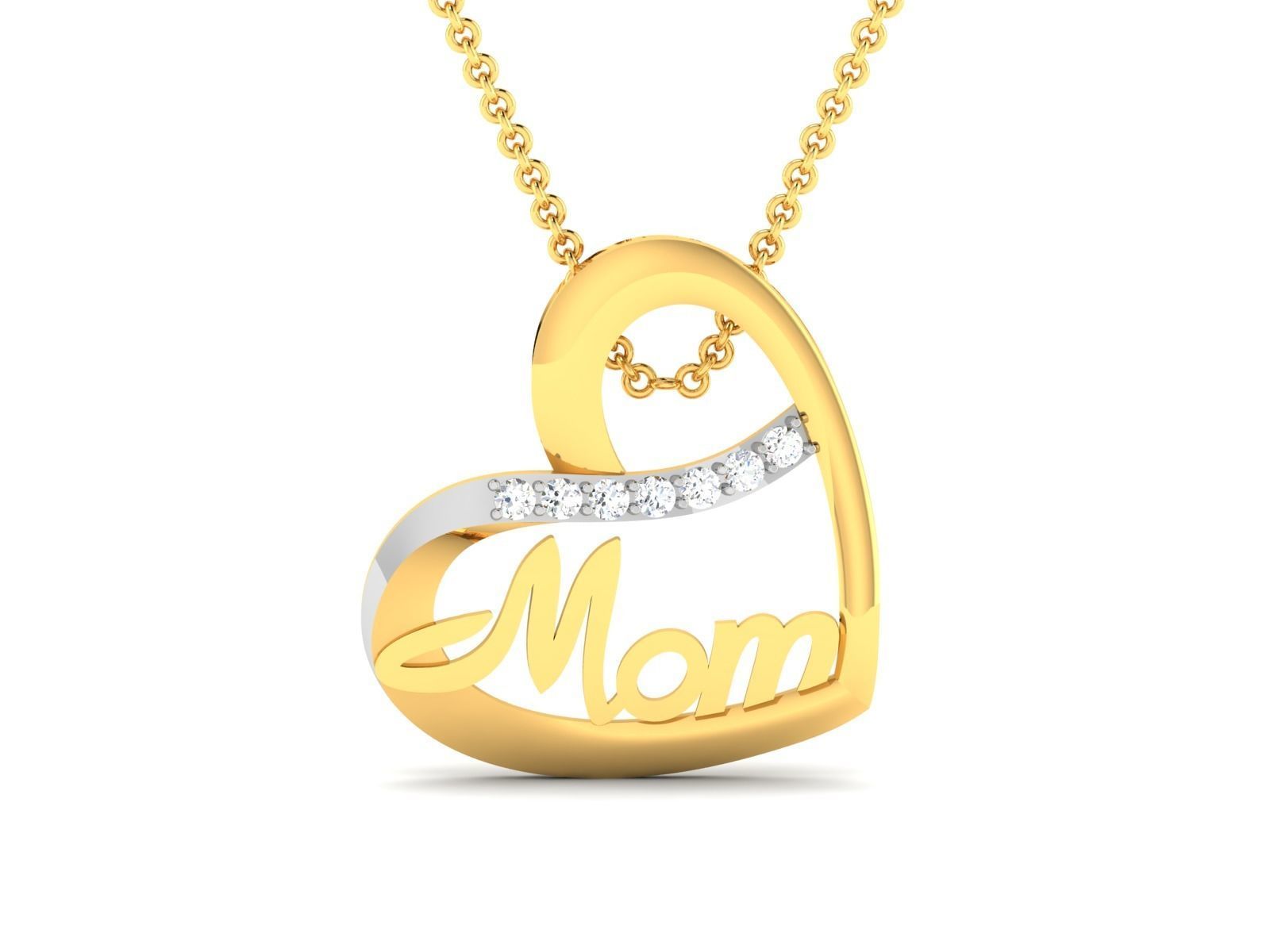 heart with mom pendant-8551 3D print model_4