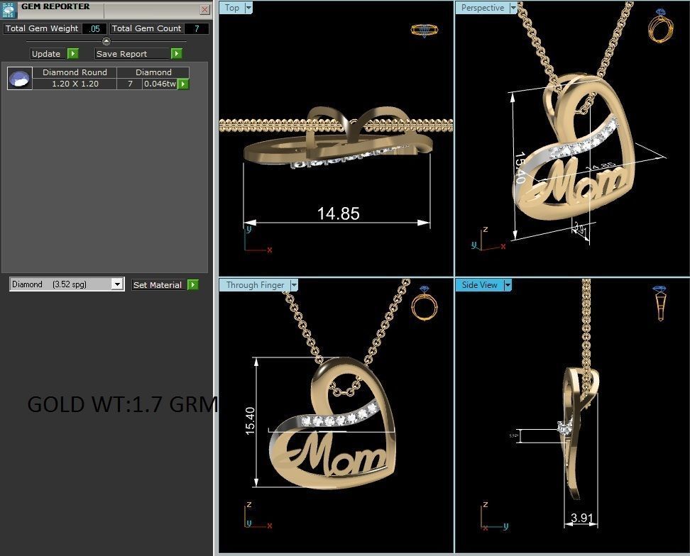 heart with mom pendant-8551 3D print model_1