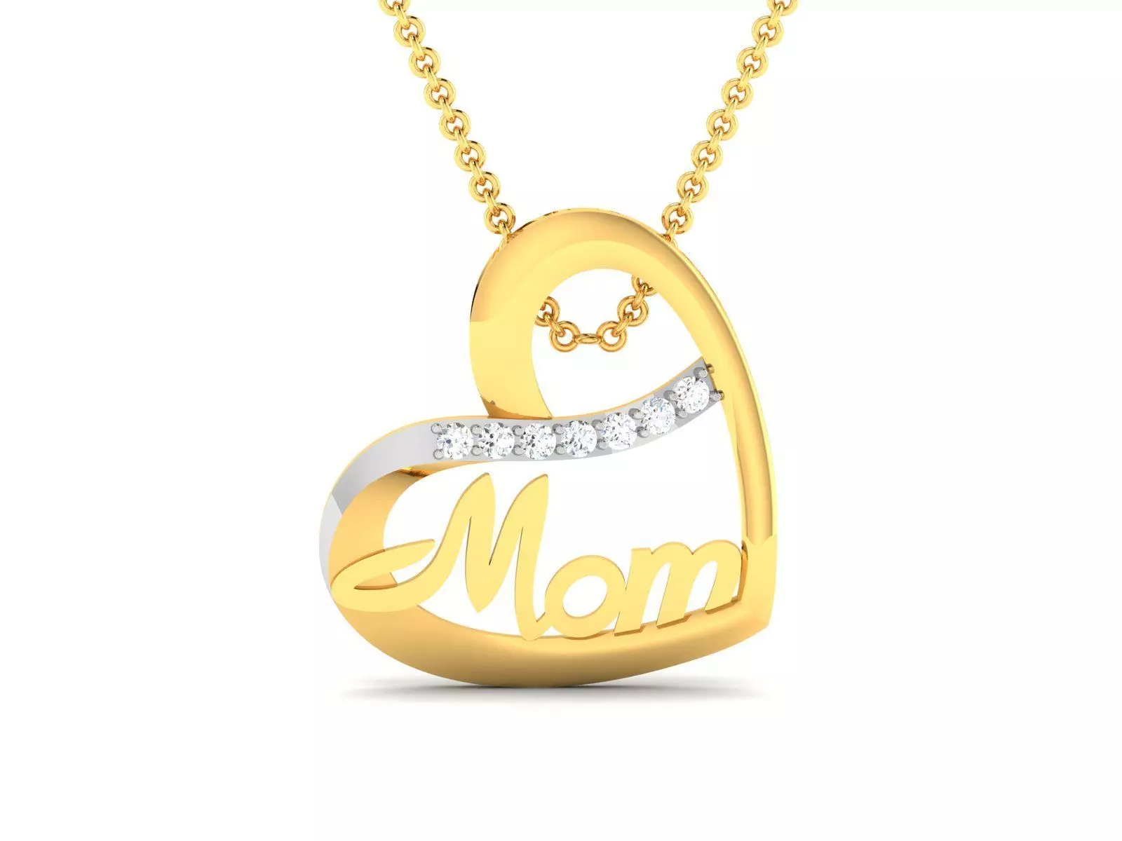 heart with mom pendant-8551 3D print model_0