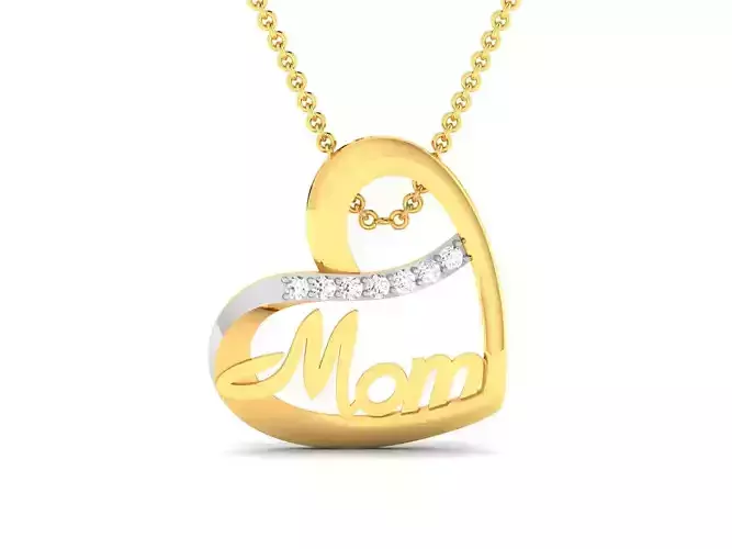 heart with mom pendant-8551 3D print model