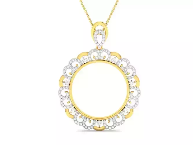 pendant-8545 oval pendant with diamonds in gold