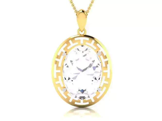 pendant-8540 oval topaz pendant gold