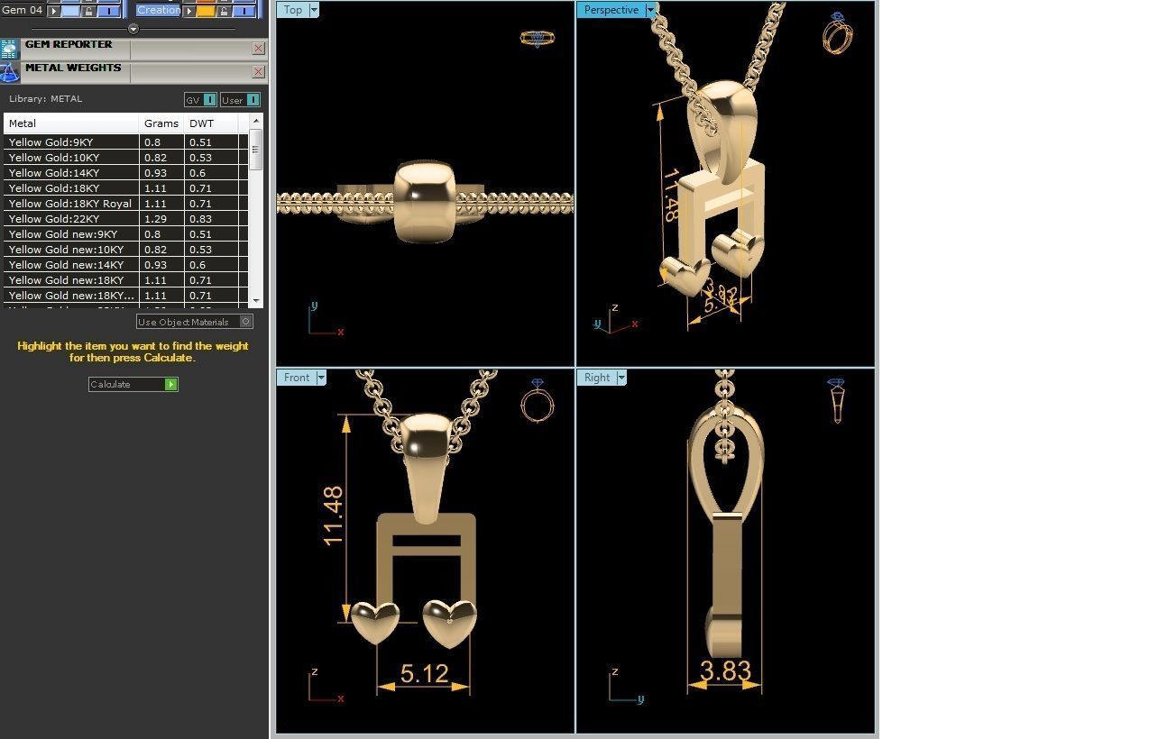 music symbol with heart pendant-8530B 3D print model_1