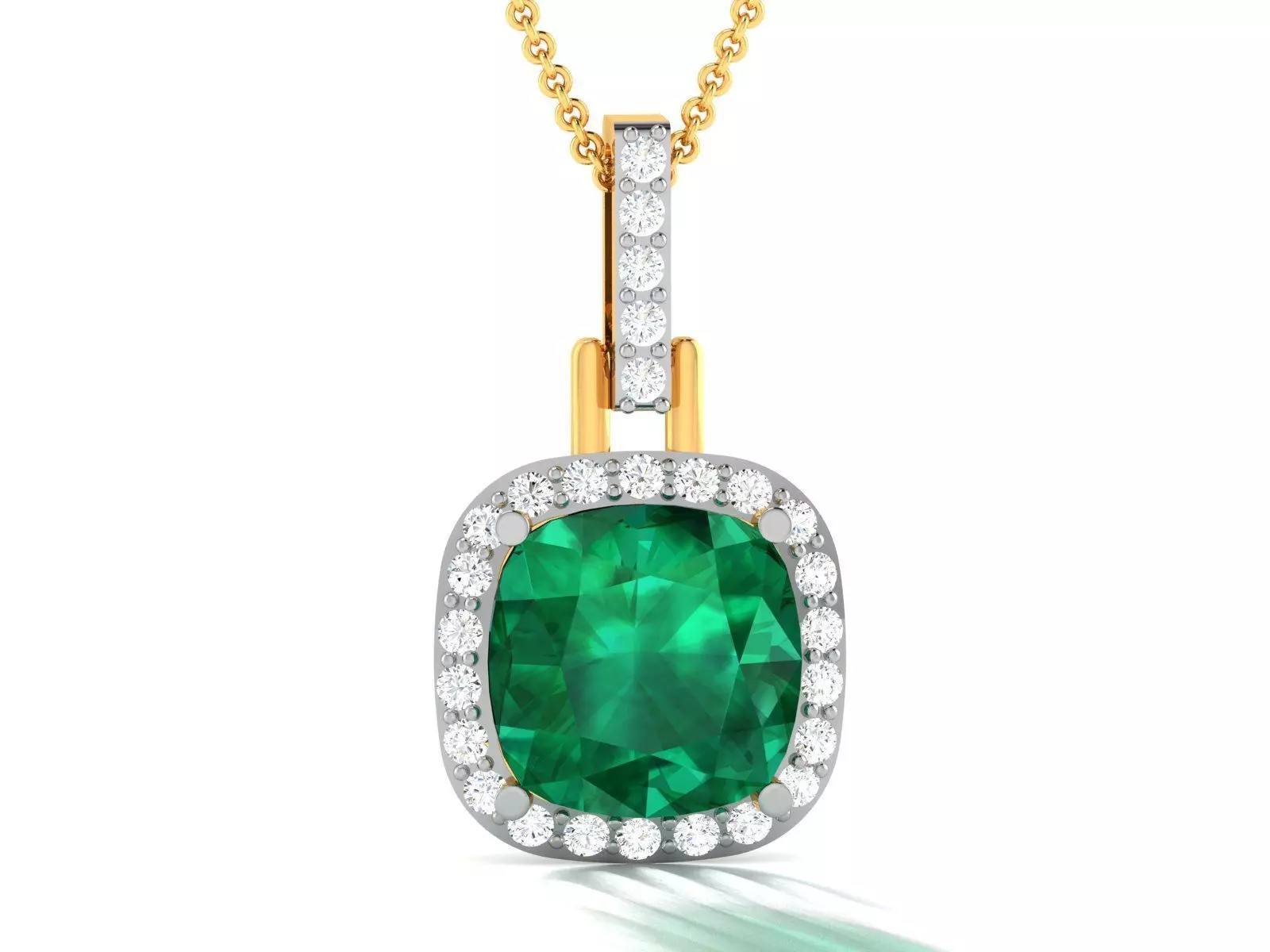 pendant-8316 emerald and diamond pendant 3D print model_0