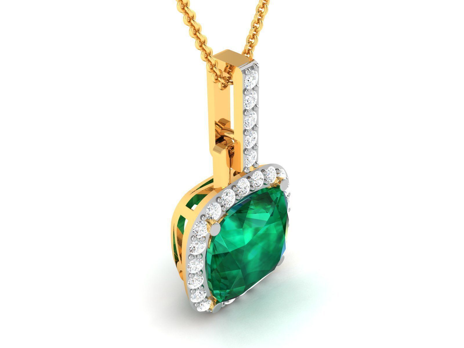 pendant-8316 emerald and diamond pendant 3D print model_1