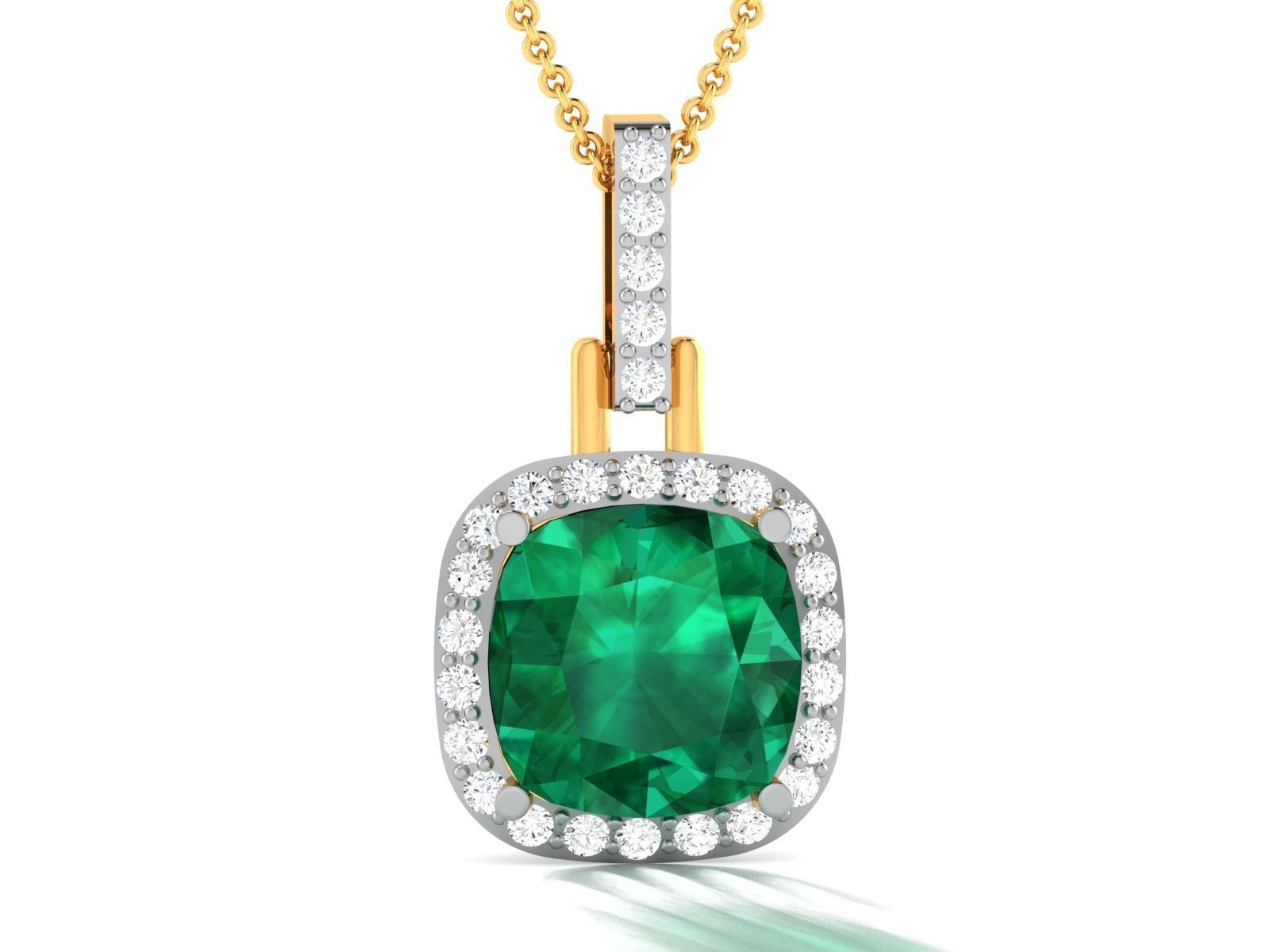 pendant-8316 emerald and diamond pendant 3D print model_3