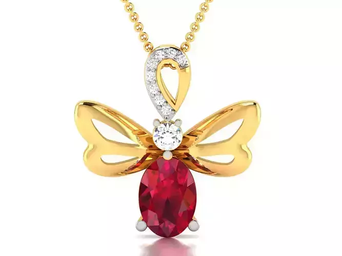 pendant-8294 ruby stone pendant gold