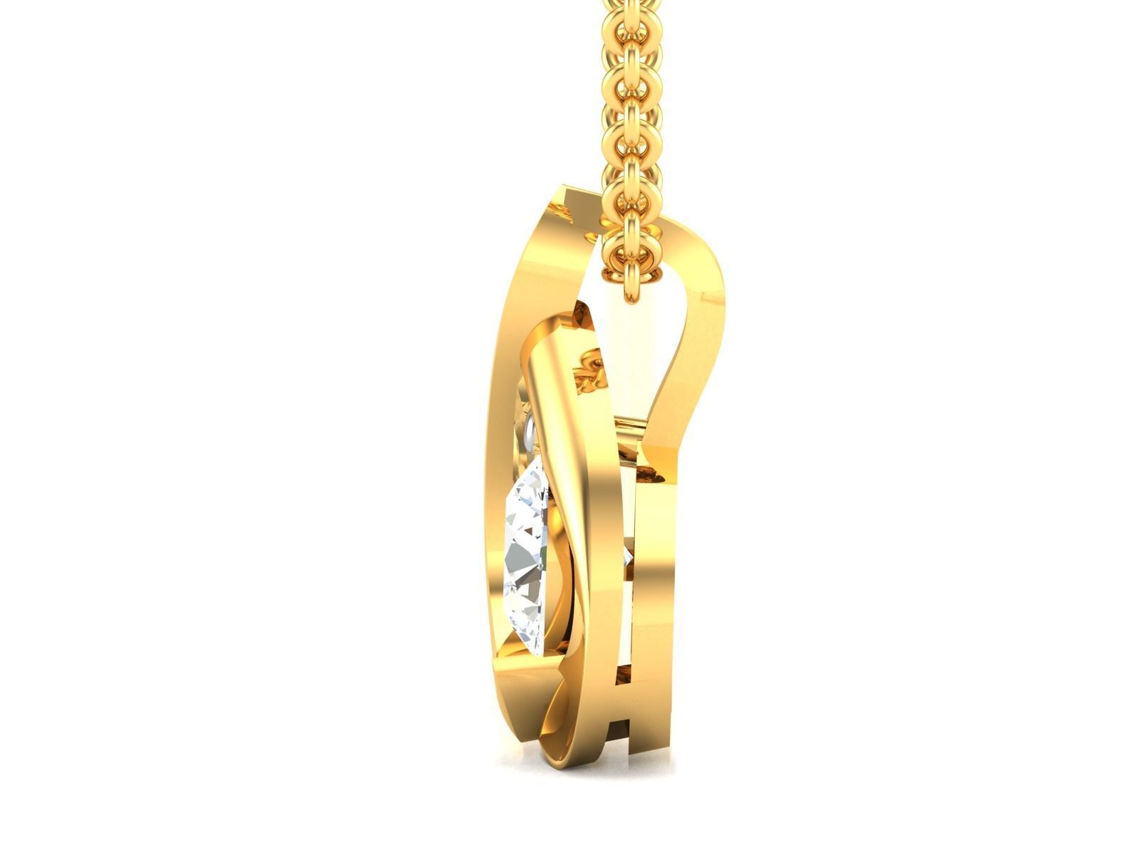 pendant-8163 gold pendant with diamond 3D print model_5