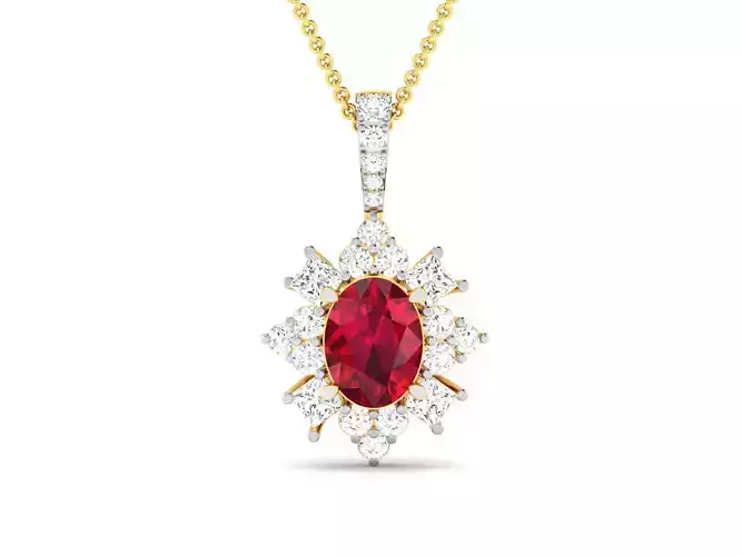 pendant-8140 oval ruby and diamond pendant gold