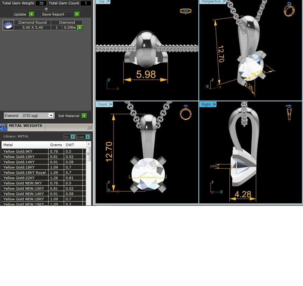 pendant-8134 topaz pendant in sterling silver 3D print model_6