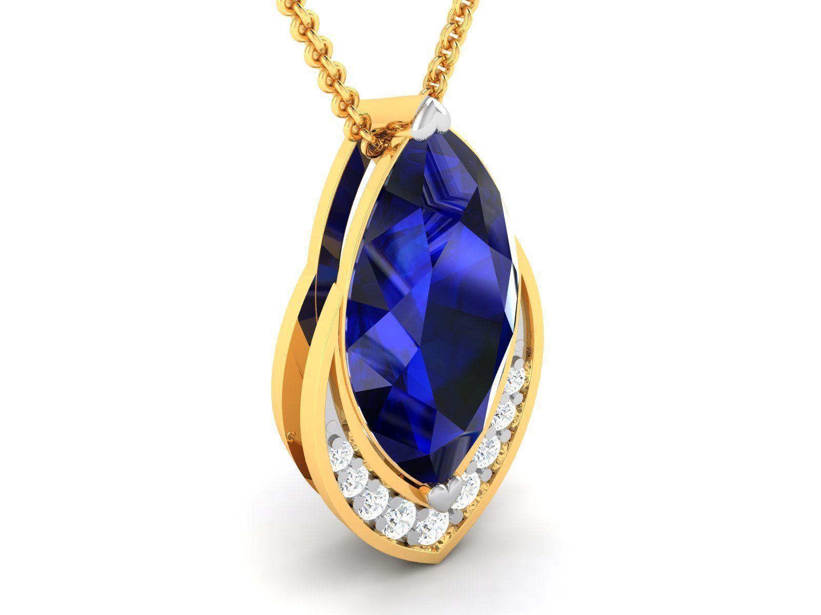 pendant-8127 sapphire pendant gold 3D print model_2