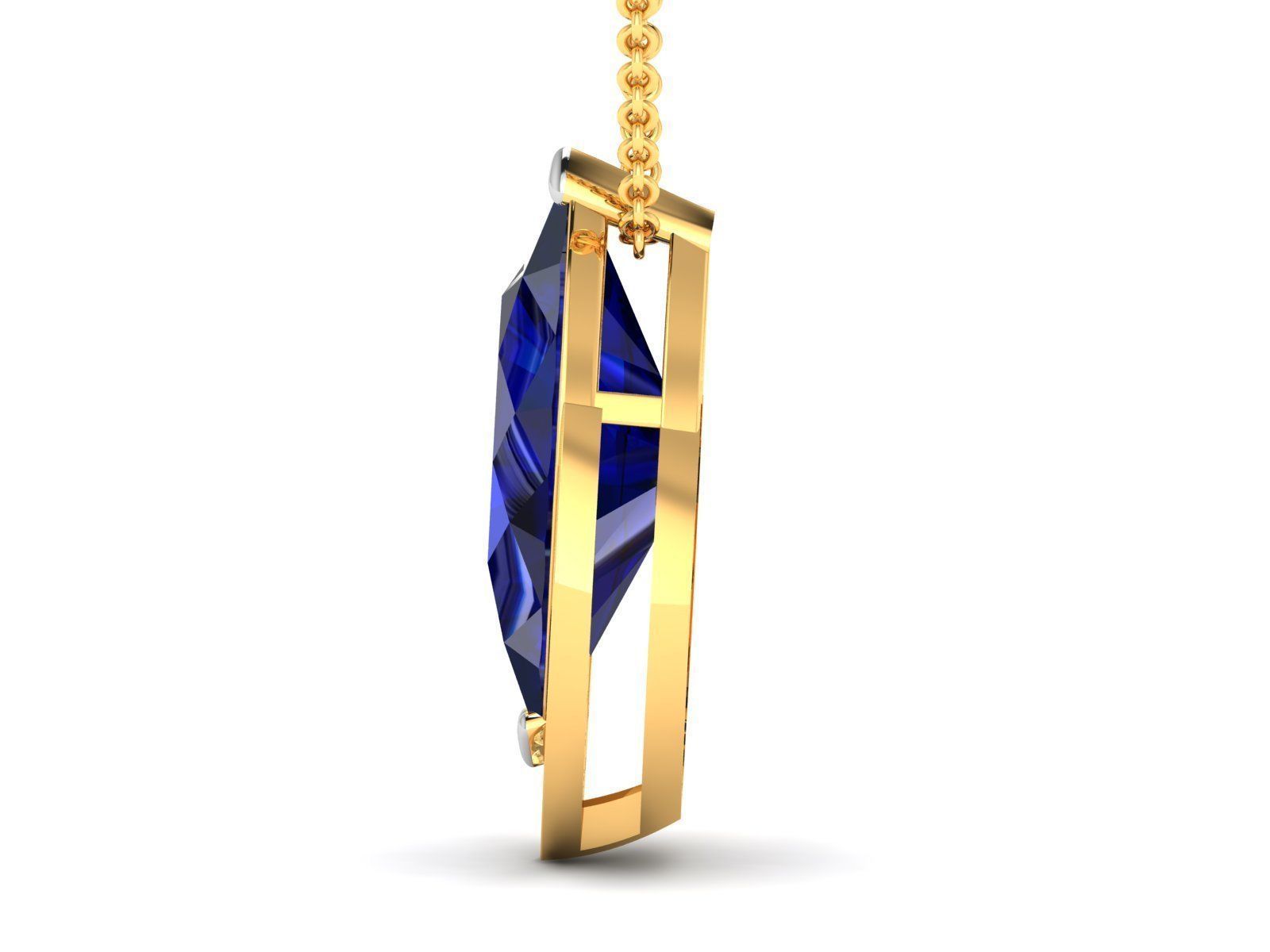 pendant-8127 sapphire pendant gold 3D print model_5