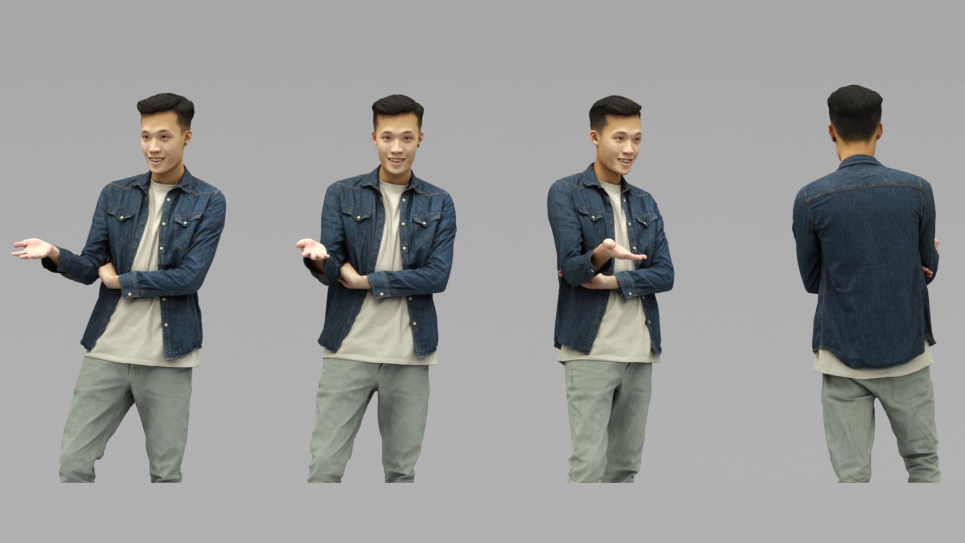 A Handsome Man Talking To Somebody In Half Body Portrait 3D model_4