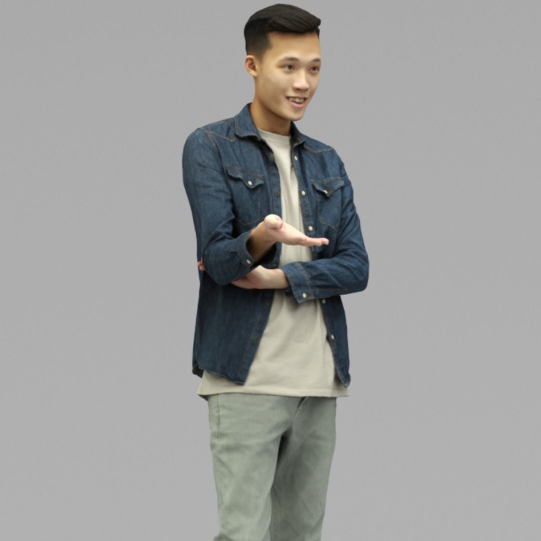 A Handsome Man Talking To Somebody In Half Body Portrait 3D model_2