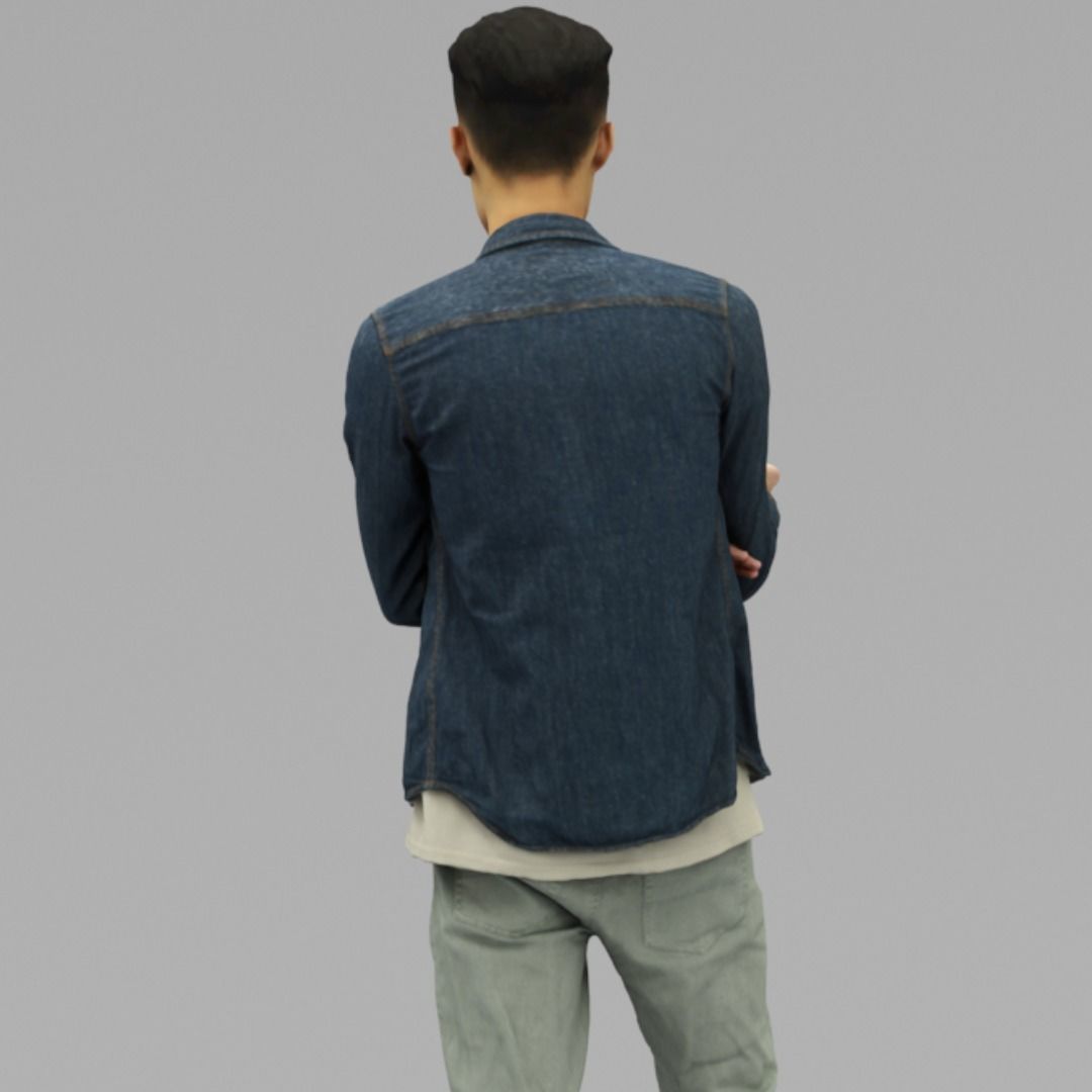 A Handsome Man Talking To Somebody In Half Body Portrait 3D model_3