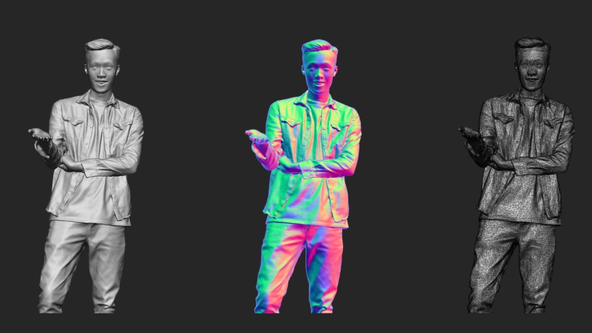 A Handsome Man Talking To Somebody In Half Body Portrait 3D model_6