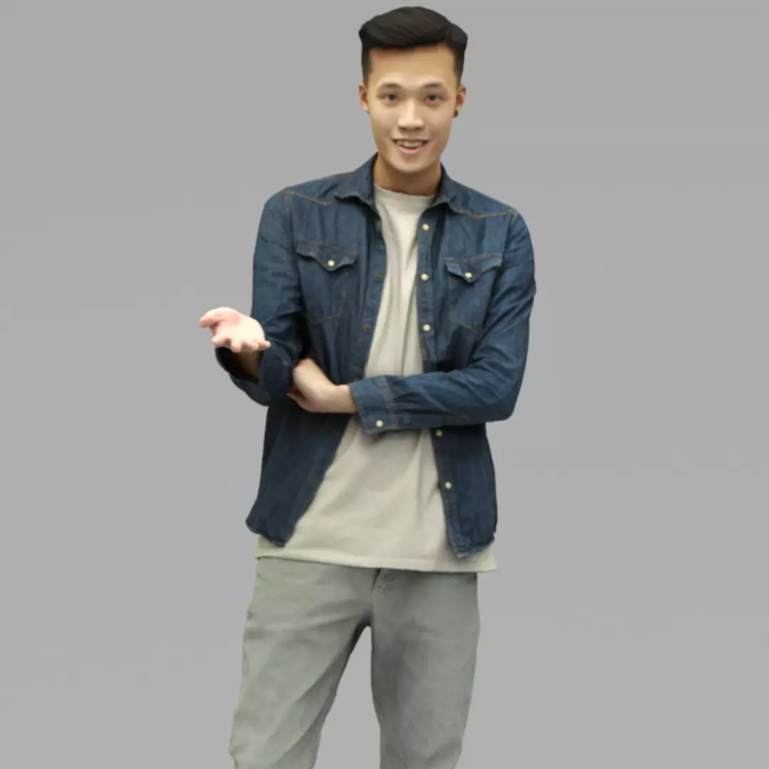 A Handsome Man Talking To Somebody In Half Body Portrait 3D model_0