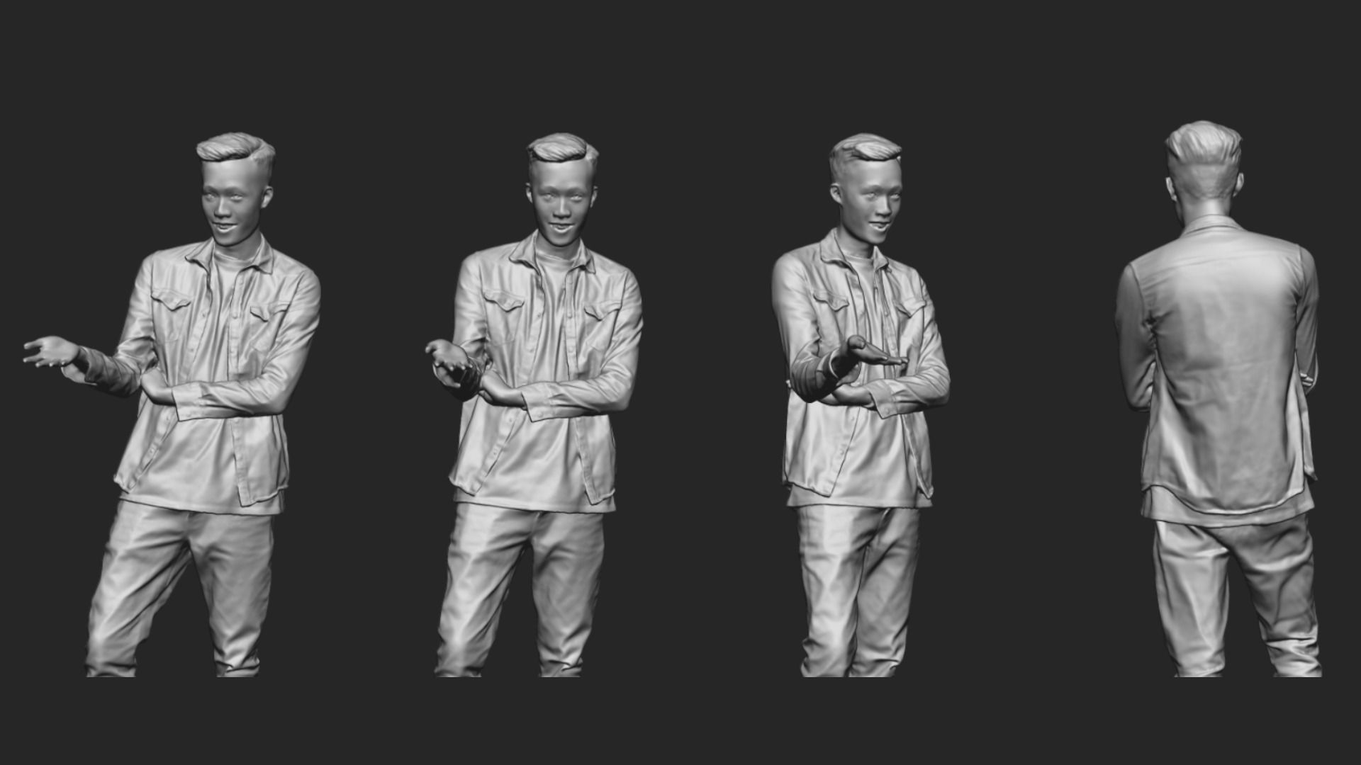 A Handsome Man Talking To Somebody In Half Body Portrait 3D model_5