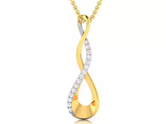pendant-7931 gold curved pendant with diamonds