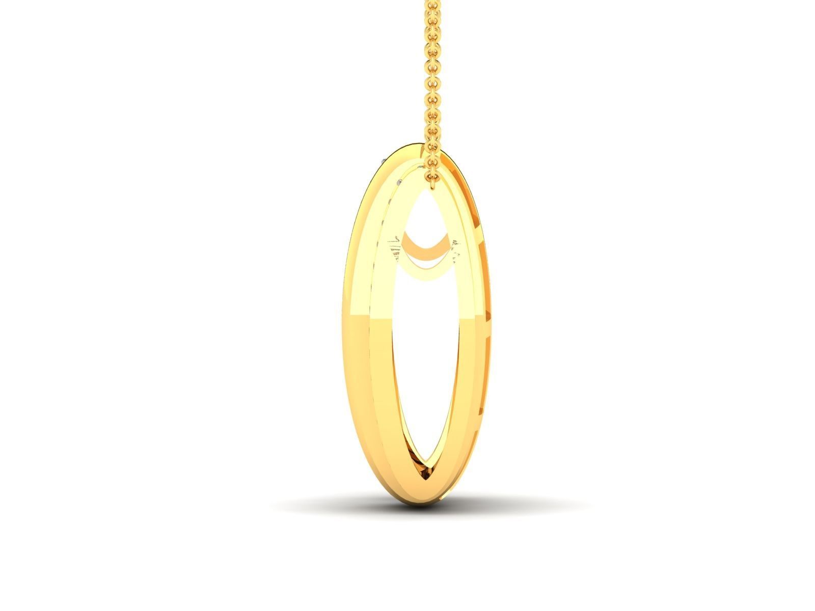 pendant-7757 gold circle pendant hanging on chain 3D print model_5