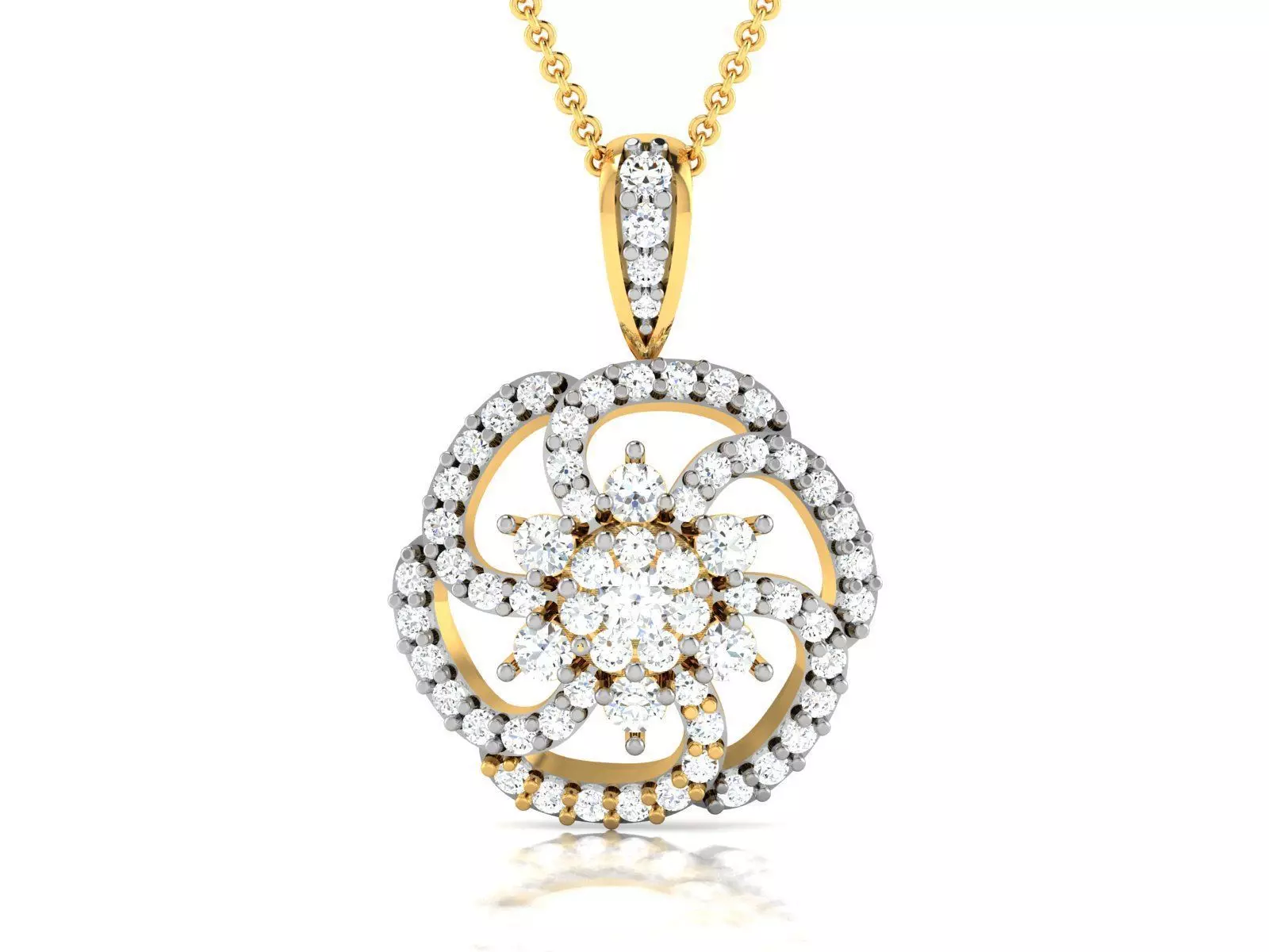 pendant-7748 diamond pendant gold 3D print model_0