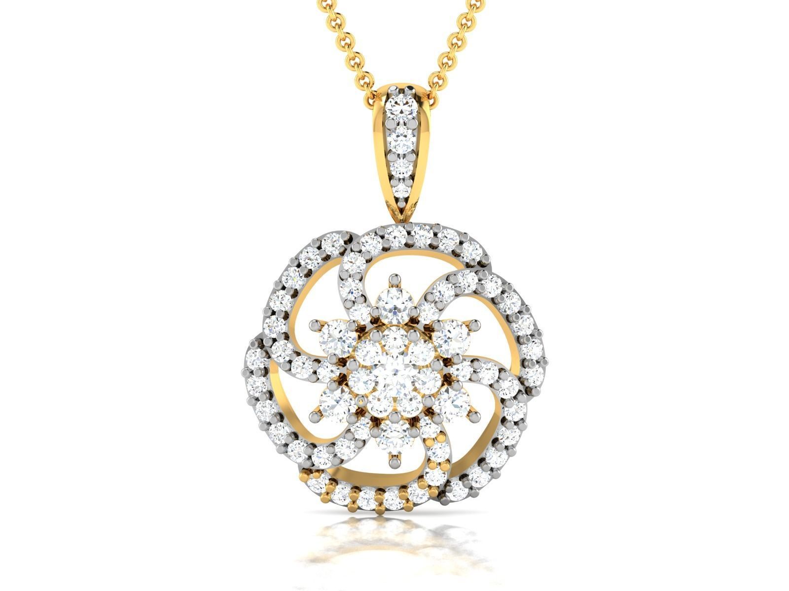 pendant-7748 diamond pendant gold 3D print model_1