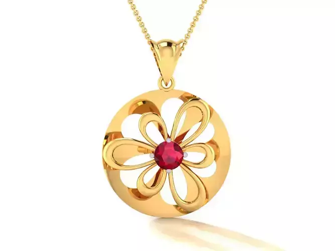 pendant-7706 gold pendant with ruby stone