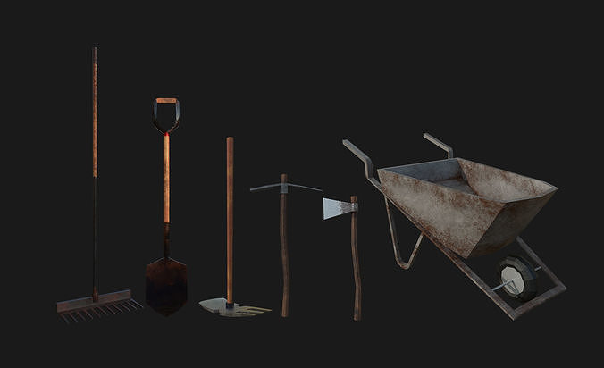 low poly Farming tool set Free low-poly 3D model