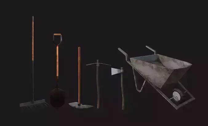  low poly Farming tool set Free low-poly 3D model