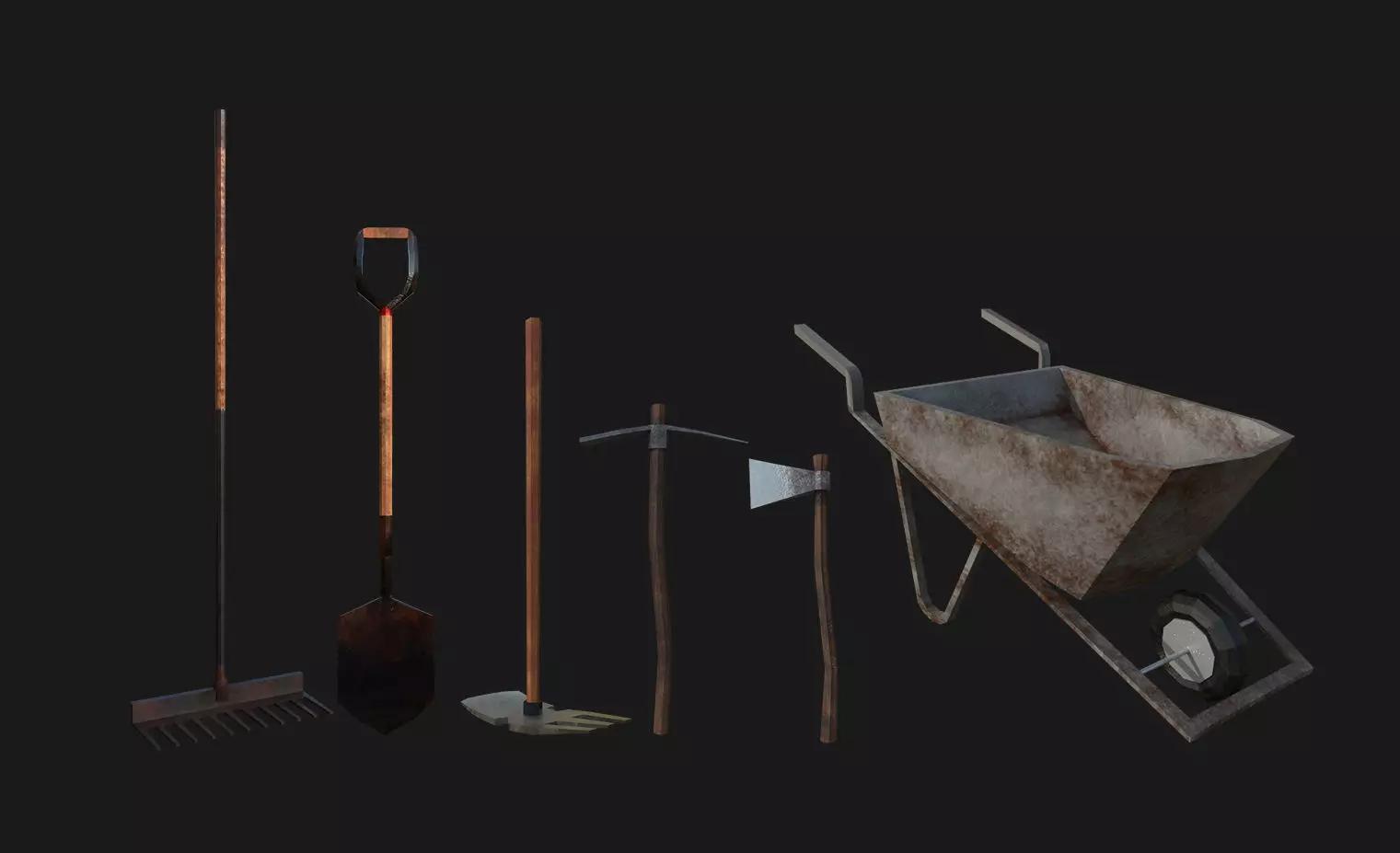  low poly Farming tool set Free low-poly 3D model_0