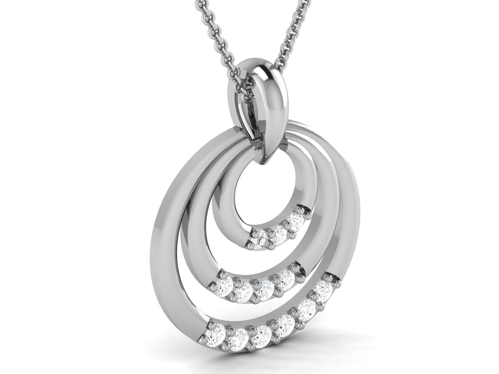 pendant-7689 sterling silver pendant with diamonds 3D print model_2