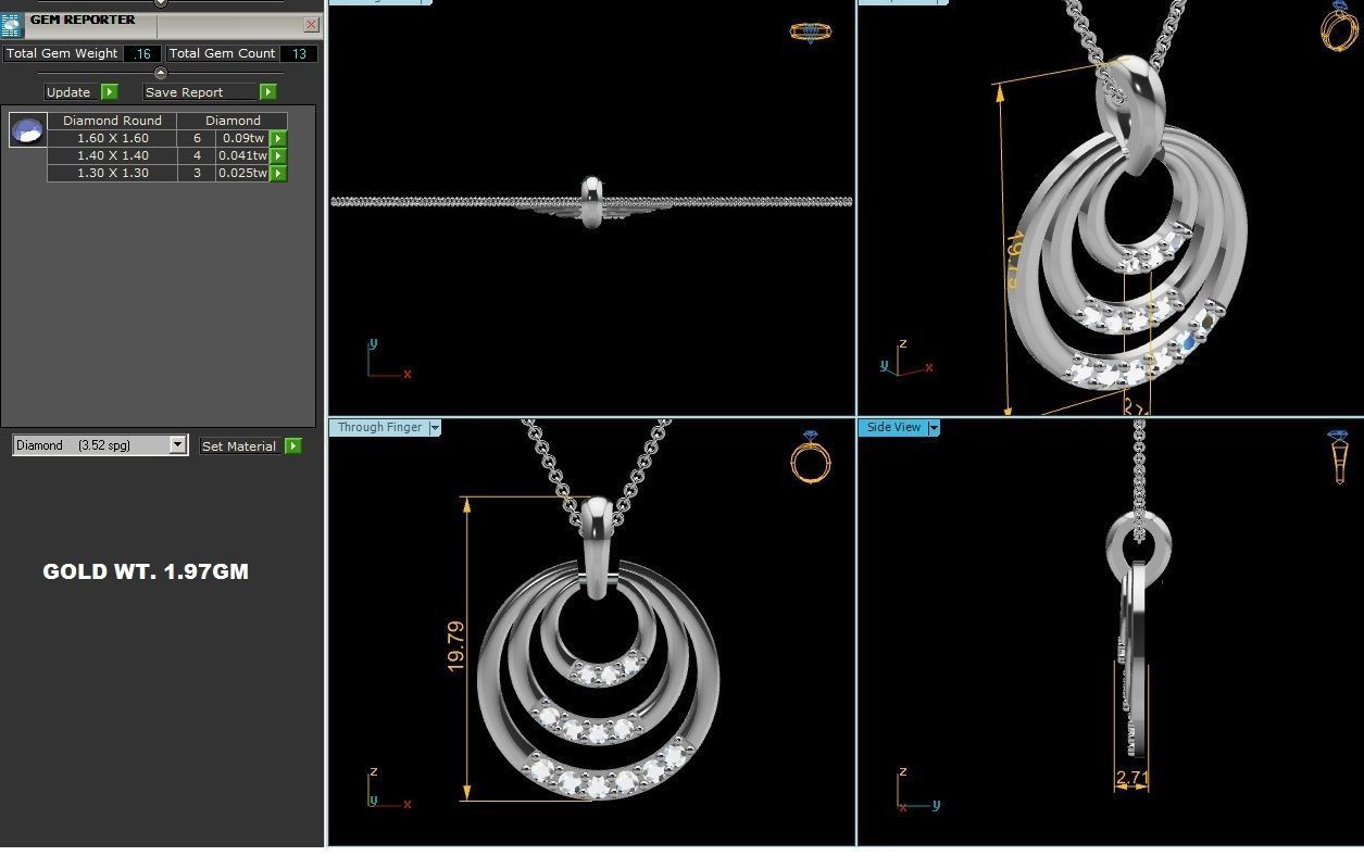 pendant-7689 sterling silver pendant with diamonds 3D print model_6