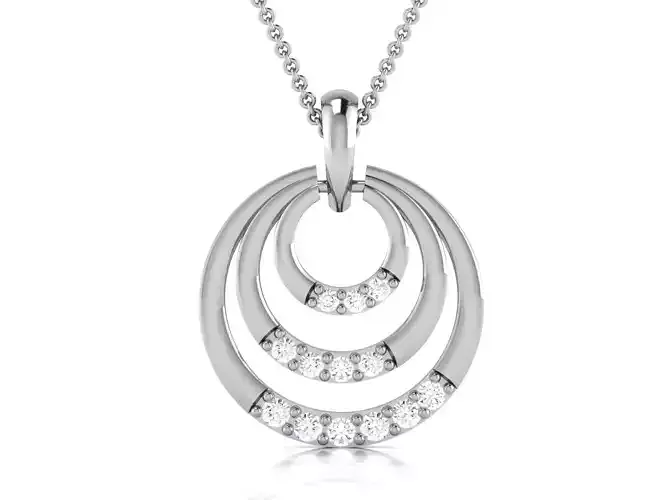 pendant-7689 sterling silver pendant with diamonds 3D print model