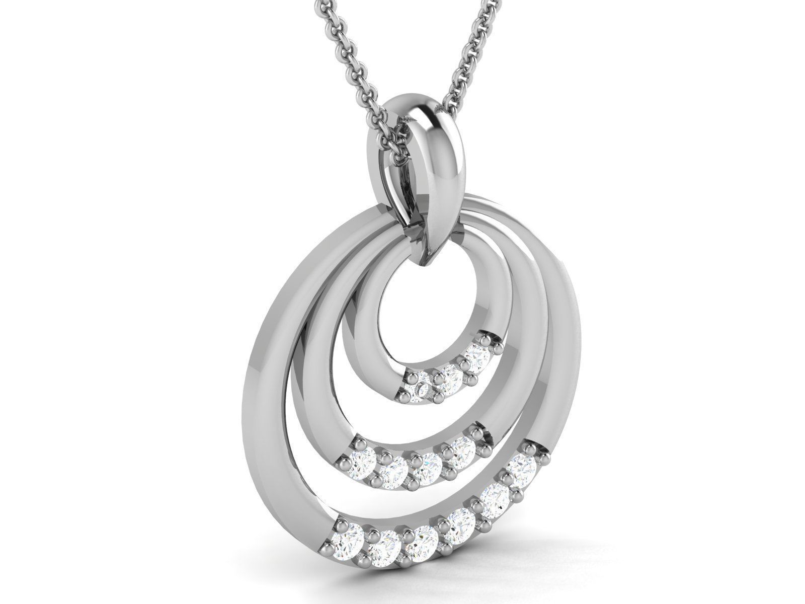 pendant-7689 sterling silver pendant with diamonds 3D print model_1