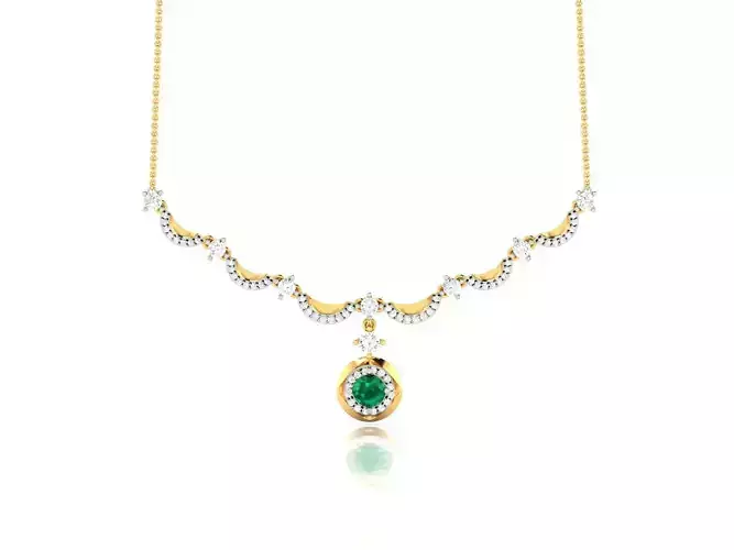pendant-7665 emerald and diamond necklace