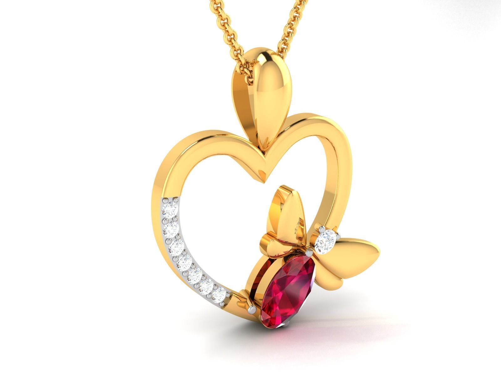 heart with butterfly pendant-7654 3D print model_2