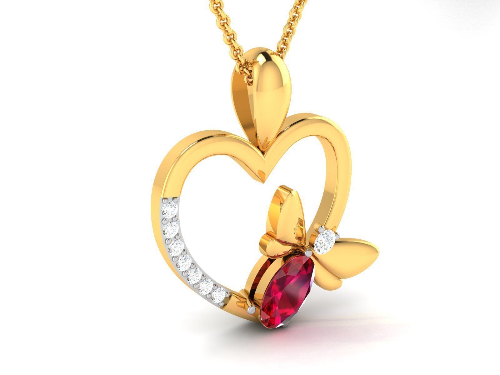 heart with butterfly pendant-7654 3D print model_1