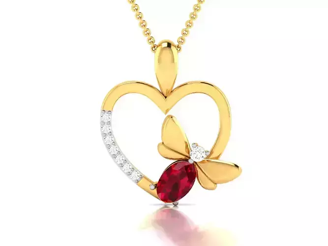heart with butterfly pendant-7654 3D print model
