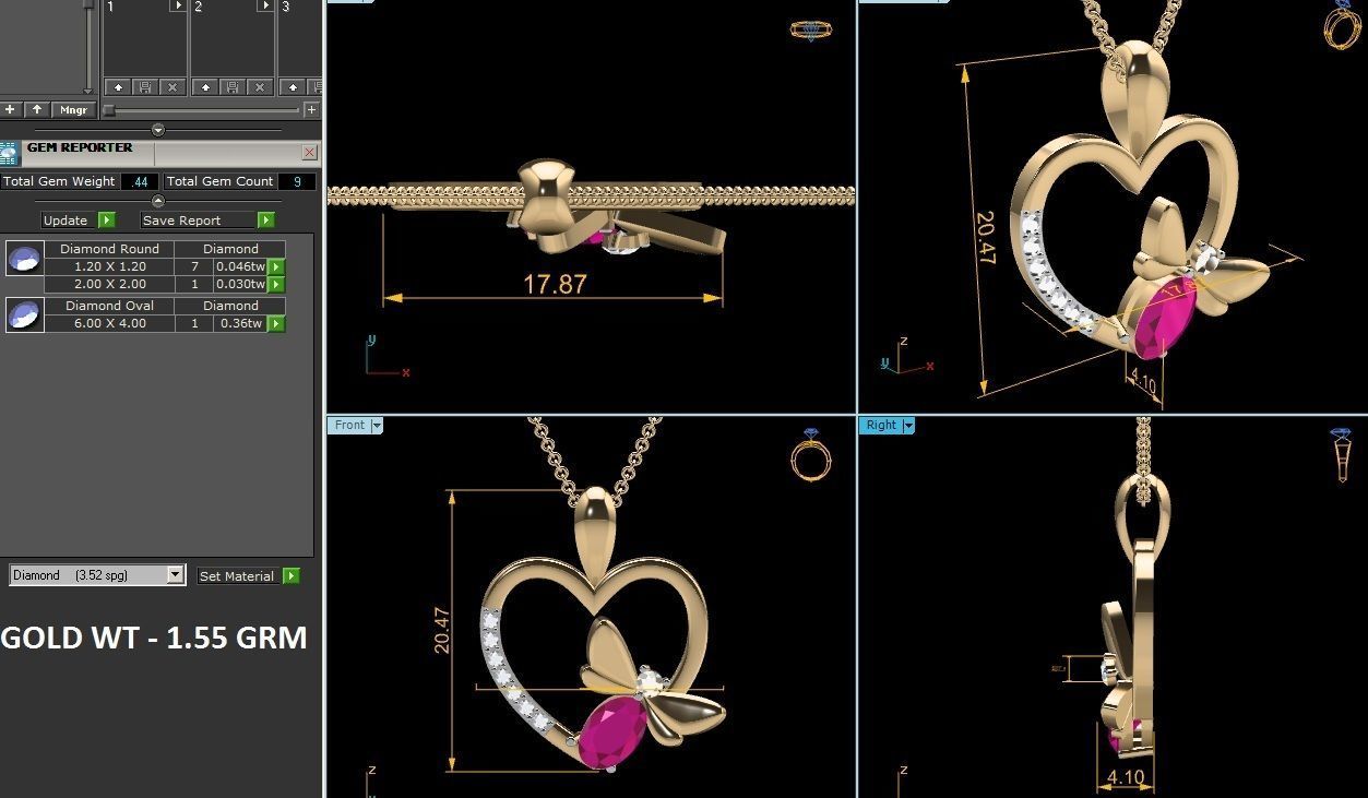 heart with butterfly pendant-7654 3D print model_6