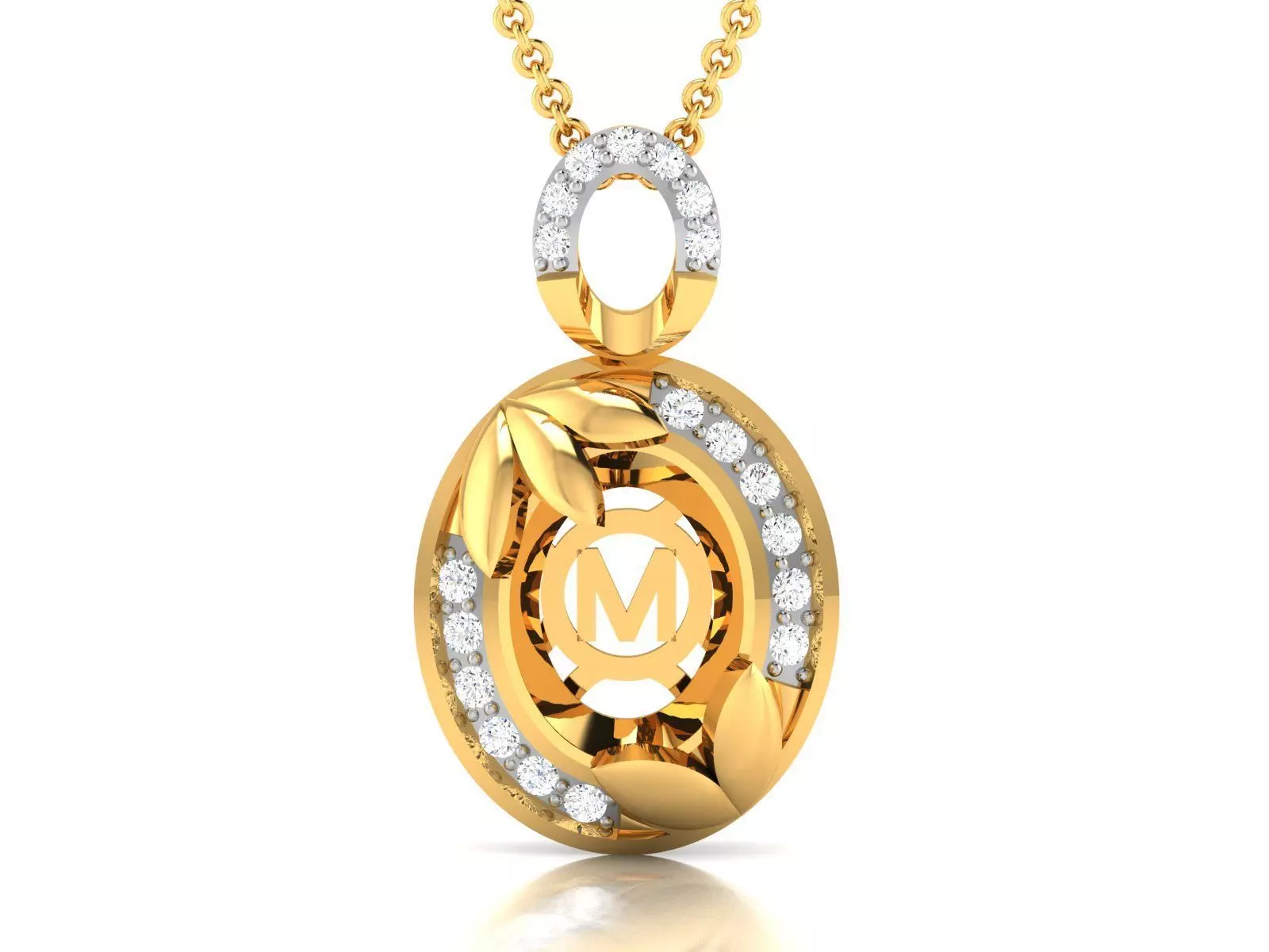 initial M pendant-7640 3D print model_0