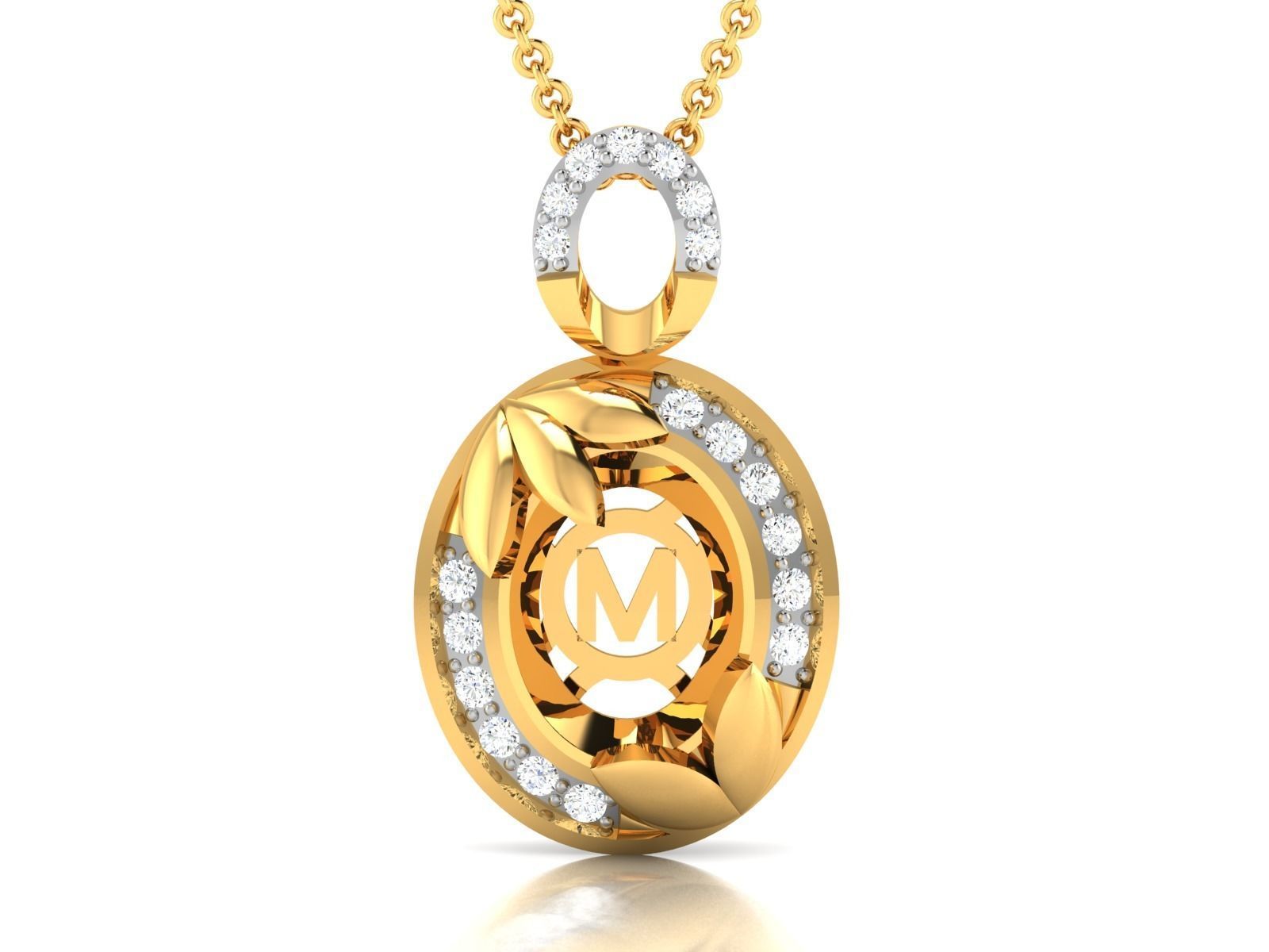 initial M pendant-7640 3D print model_3