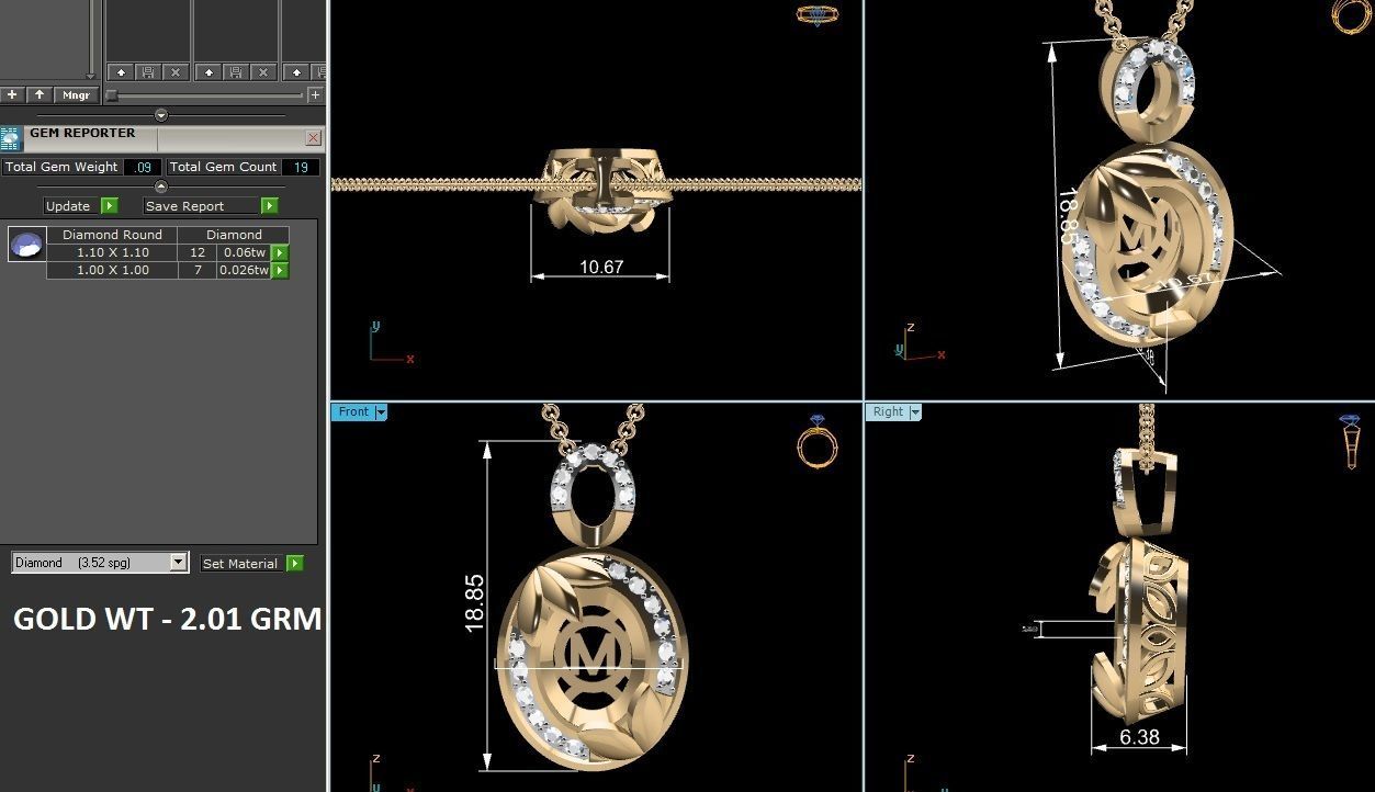 initial M pendant-7640 3D print model_6