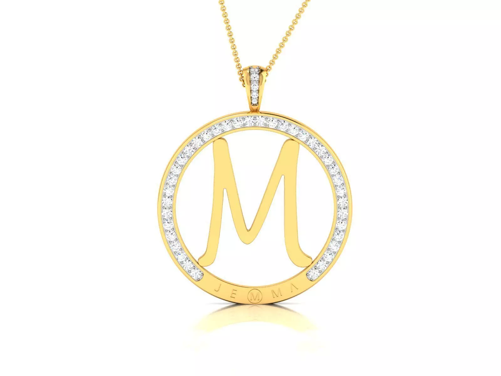 initial M pendant-7636 3D print model_0
