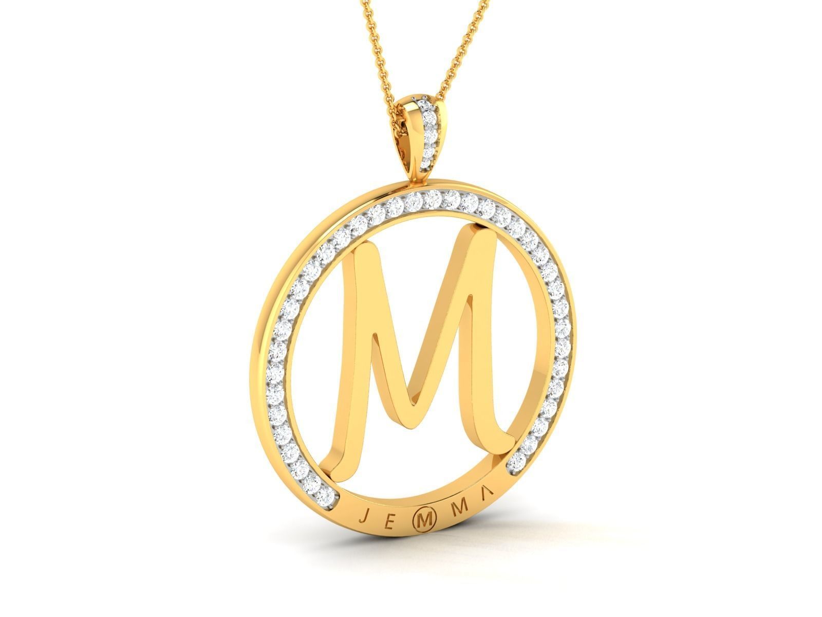 initial M pendant-7636 3D print model_2